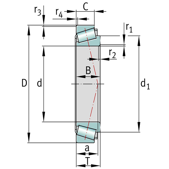 diagram of dsbr metric bearing roller tapered 30204 7204E